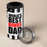 Fathers Day Gift For Bonus Dad 4 in 1 Can Cooler Tumbler Birthday Gifts For Step Dad From Daughter Son Kids US Flag