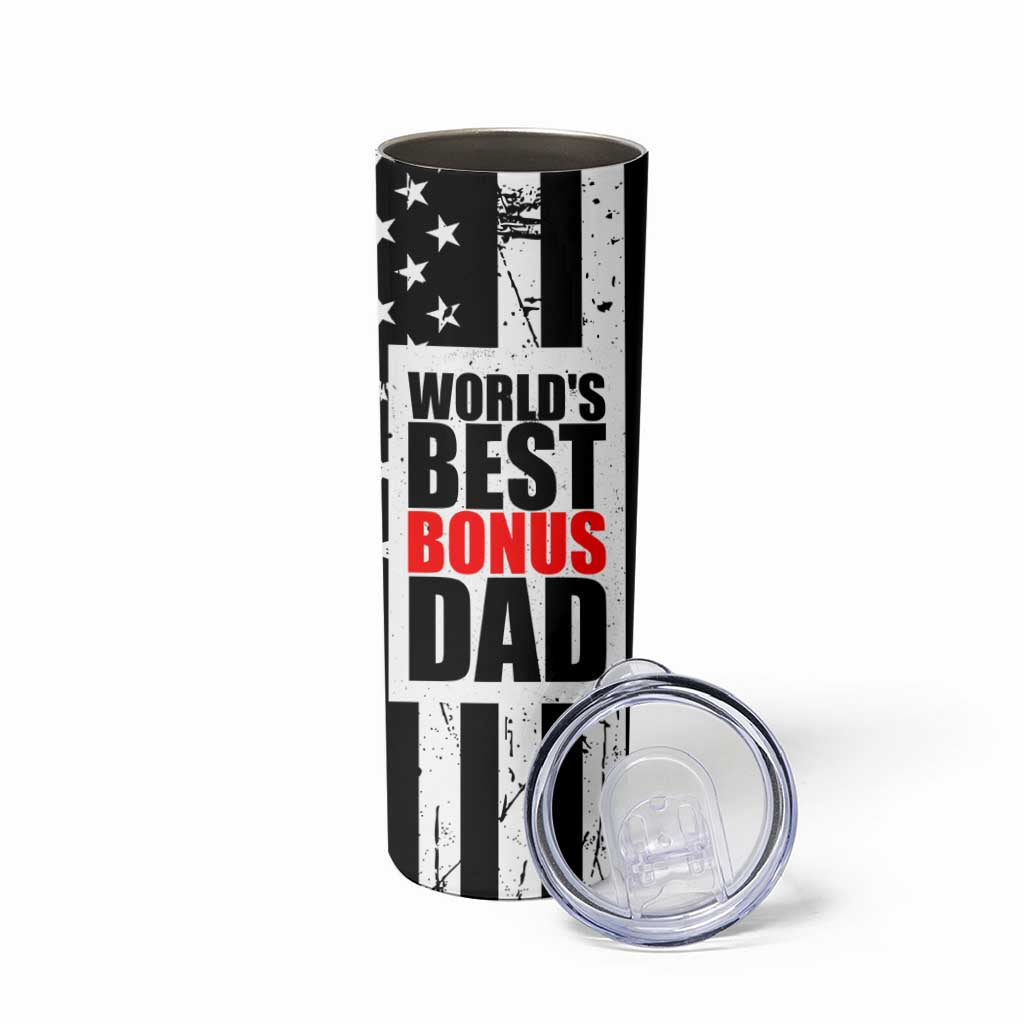 Fathers Day Gift For Bonus Dad Skinny Tumbler Birthday Gifts For Step Dad From Daughter Son Kids US Flag
