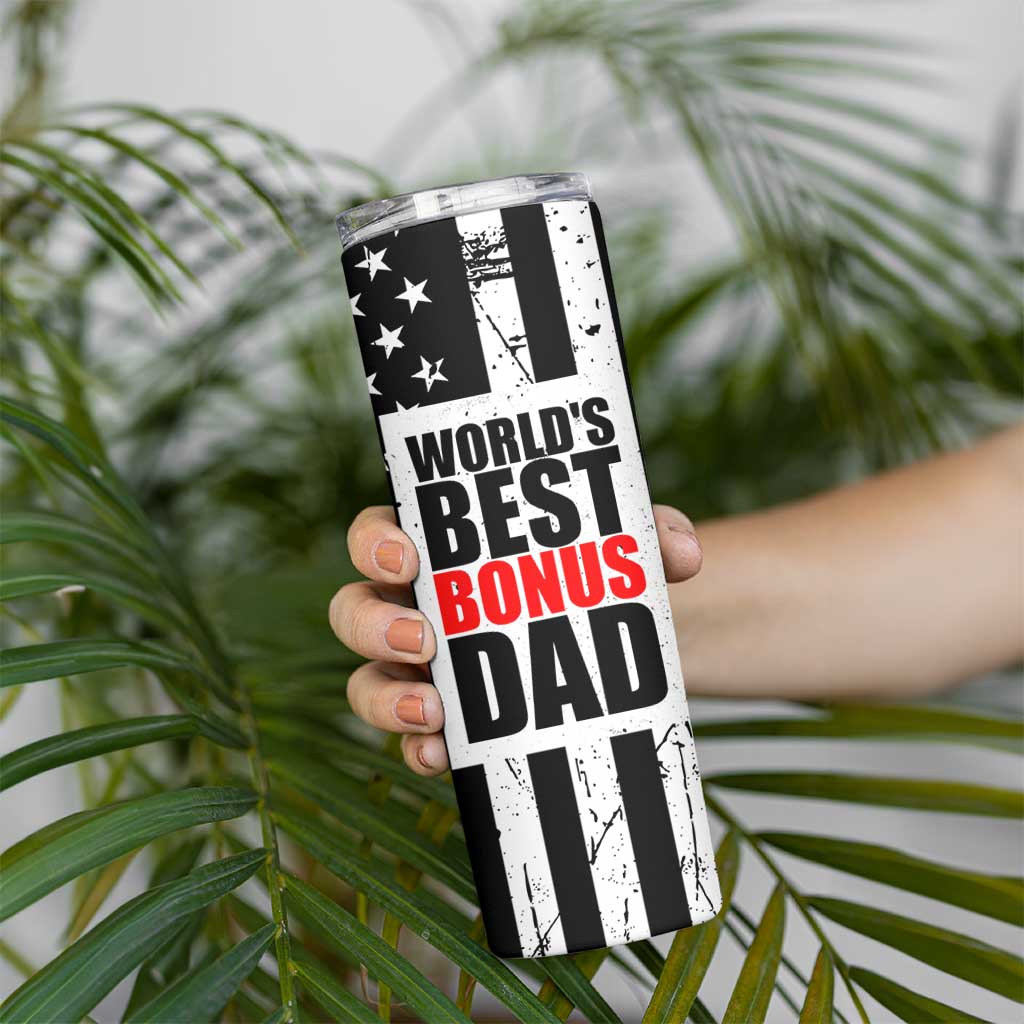 Fathers Day Gift For Bonus Dad Skinny Tumbler Birthday Gifts For Step Dad From Daughter Son Kids US Flag