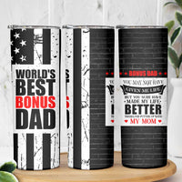Fathers Day Gift For Bonus Dad Skinny Tumbler Birthday Gifts For Step Dad From Daughter Son Kids US Flag
