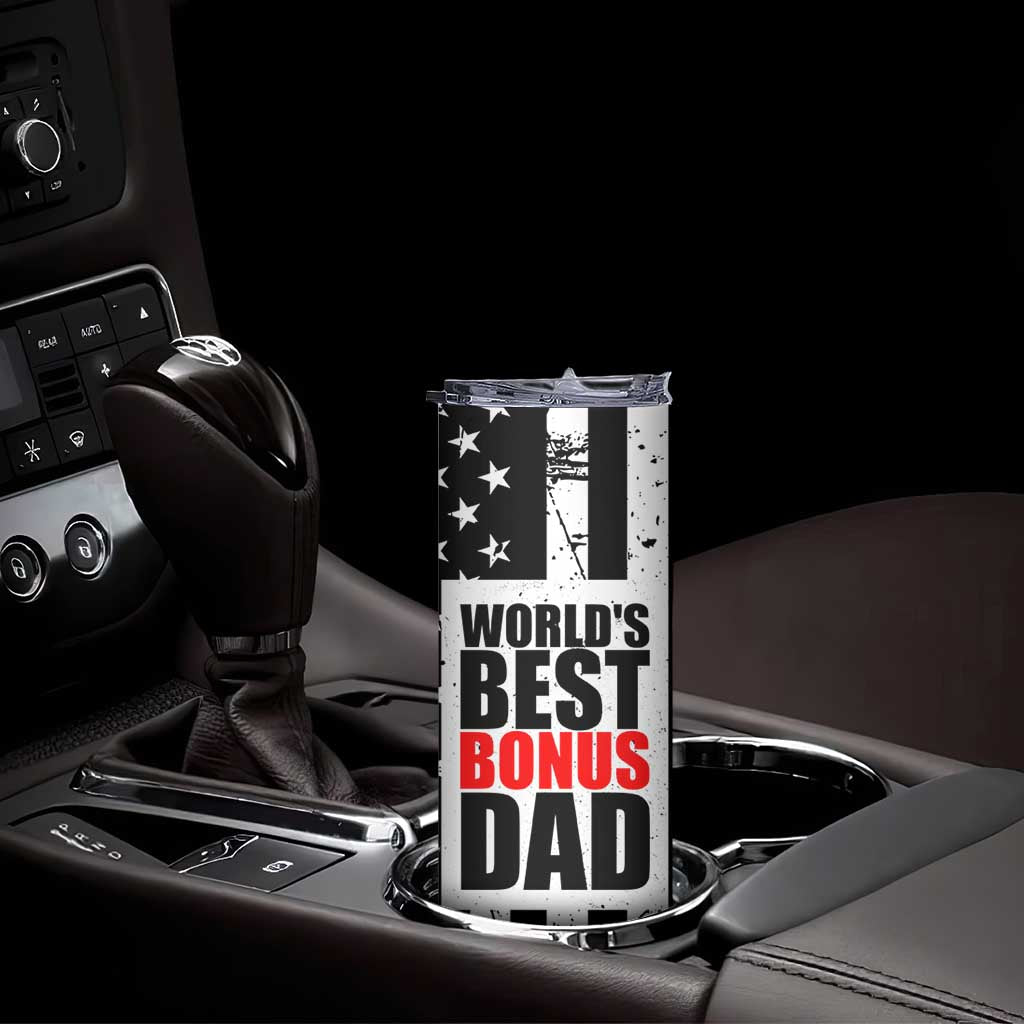 Fathers Day Gift For Bonus Dad Skinny Tumbler Birthday Gifts For Step Dad From Daughter Son Kids US Flag