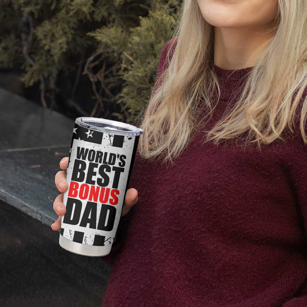 Fathers Day Gift For Bonus Dad Tumbler Cup Birthday Gifts For Step Dad From Daughter Son Kids US Flag