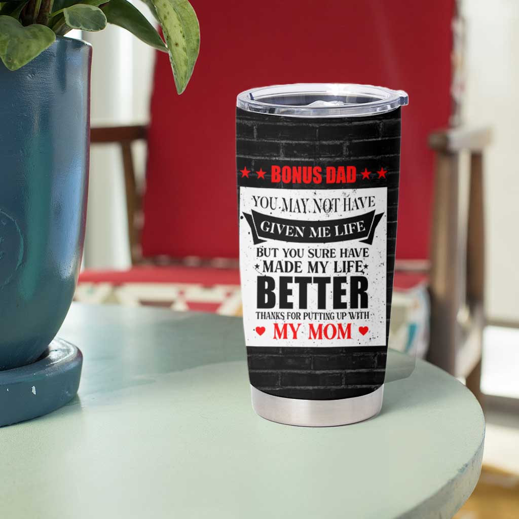 Fathers Day Gift For Bonus Dad Tumbler Cup Birthday Gifts For Step Dad From Daughter Son Kids US Flag
