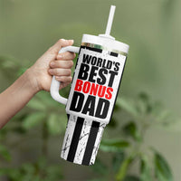 Fathers Day Gift For Bonus Dad Tumbler With Handle Birthday Gifts For Step Dad From Daughter Son Kids US Flag