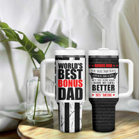 Fathers Day Gift For Bonus Dad Tumbler With Handle Birthday Gifts For Step Dad From Daughter Son Kids US Flag