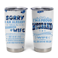 Husband Gift Tumbler Cup Funny Anniversary Wedding, Christmas, Valentines Day, Birthday Gifts for Him Blue Camo Camouflage - Wonder Print Shop
