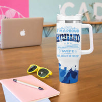 Husband Gift Tumbler With Handle Funny Anniversary Wedding, Christmas, Valentines Day, Birthday Gifts for Him Blue Camo Camouflage - Wonder Print Shop