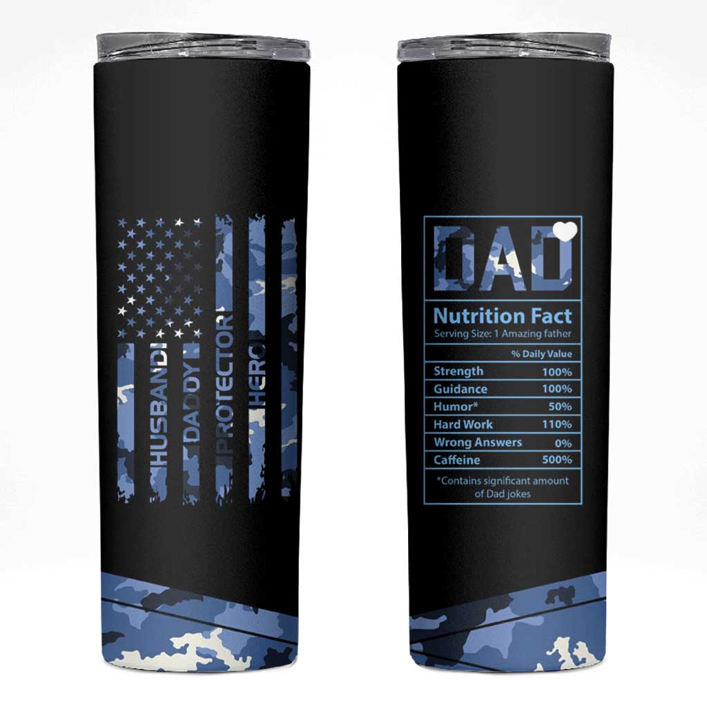 Christmas Gifts for Dad Skinny Tumbler Husband Daddy Protector Hero Fathers Day Camo American Flag - Wonder Print Shop
