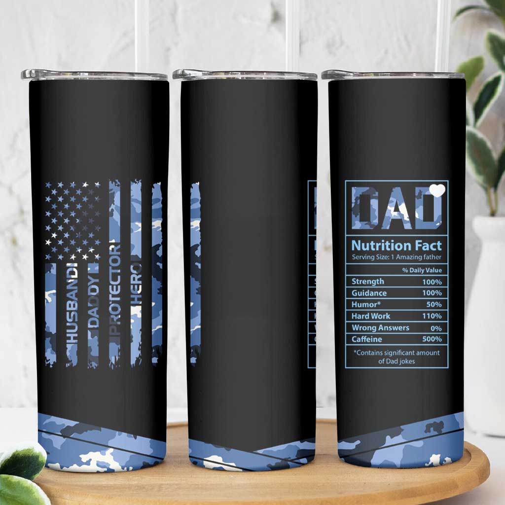 Christmas Gifts for Dad Skinny Tumbler Husband Daddy Protector Hero Fathers Day Camo American Flag - Wonder Print Shop