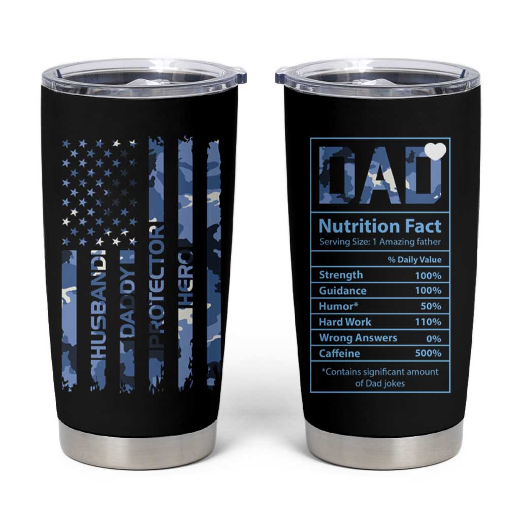 Christmas Gifts for Dad Tumbler Cup Husband Daddy Protector Hero Fathers Day Camo American Flag - Wonder Print Shop