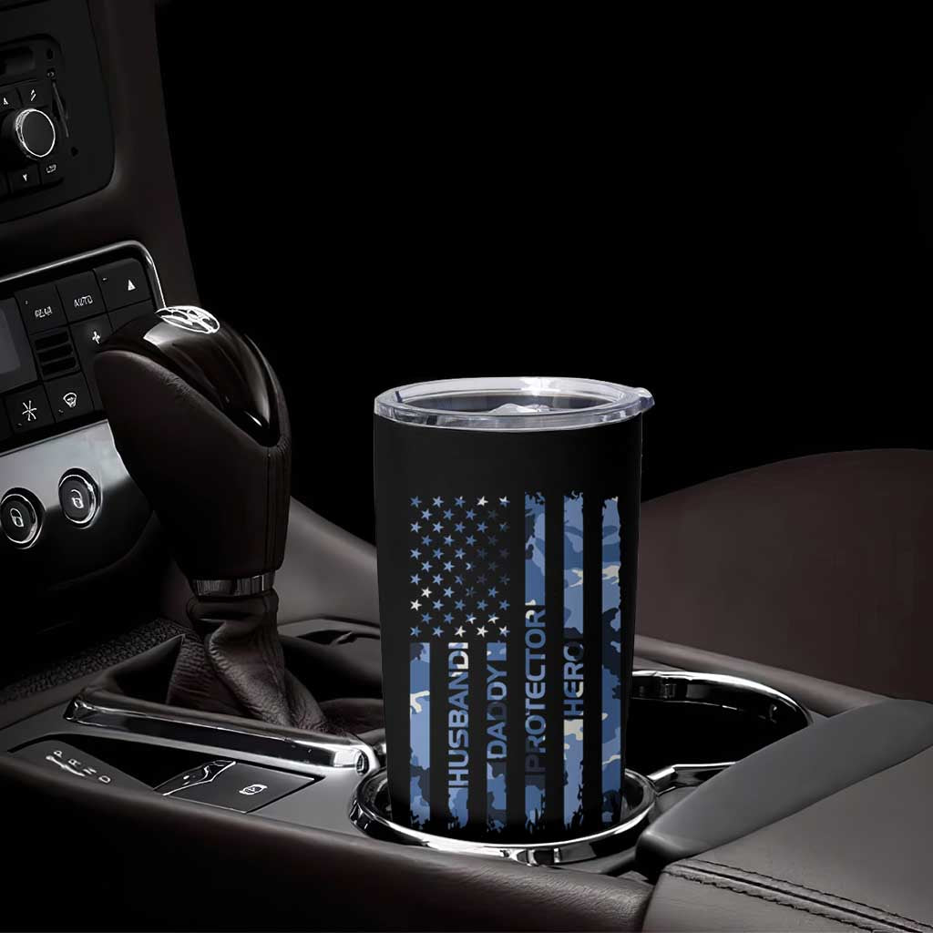 Christmas Gifts for Dad Tumbler Cup Husband Daddy Protector Hero Fathers Day Camo American Flag - Wonder Print Shop