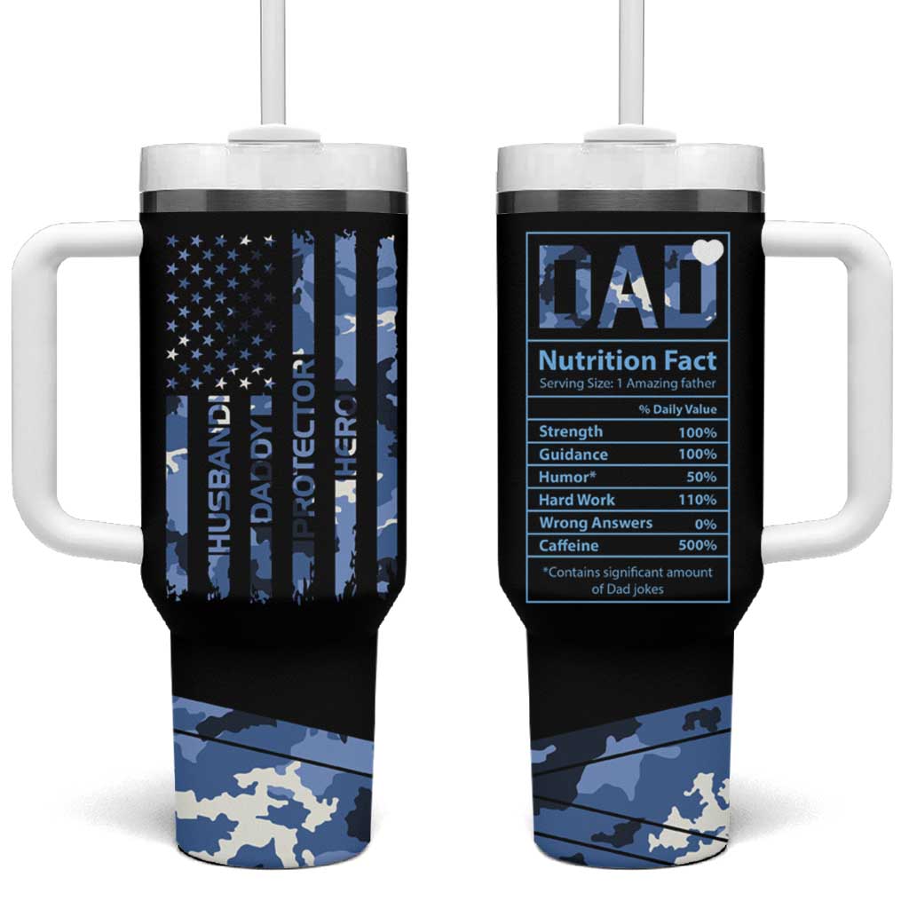 Christmas Gifts for Dad Tumbler With Handle Husband Daddy Protector Hero Fathers Day Camo American Flag - Wonder Print Shop