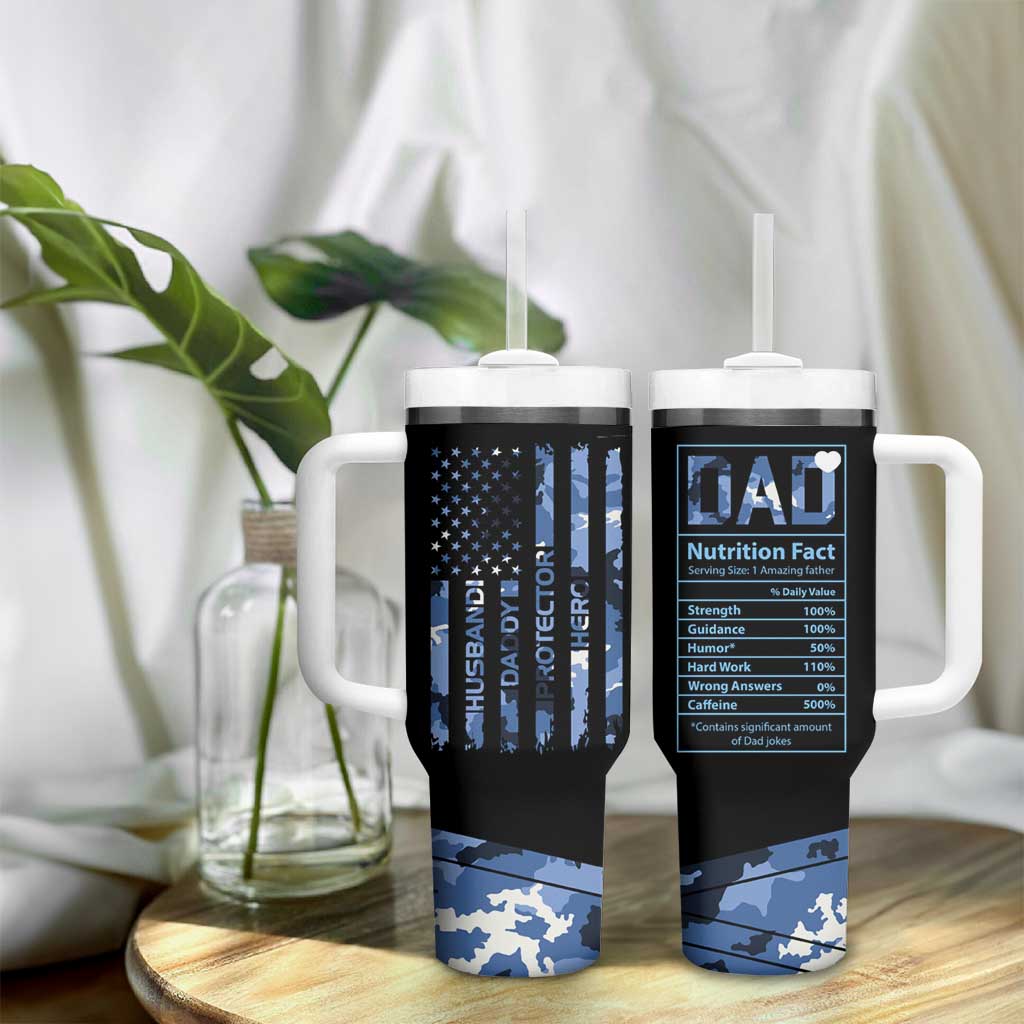 Christmas Gifts for Dad Tumbler With Handle Husband Daddy Protector Hero Fathers Day Camo American Flag - Wonder Print Shop