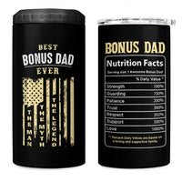 Best Bonus Dad Ever 4 in 1 Can Cooler Tumbler Funny Step Dad American Flag Fathers Day