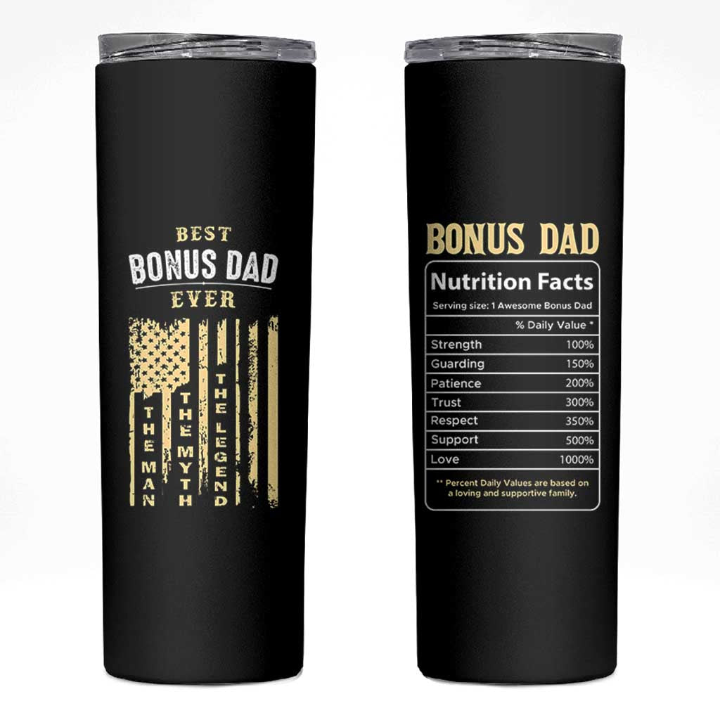 Best Bonus Dad Ever Skinny Tumbler Funny Step Dad American Flag Fathers Day