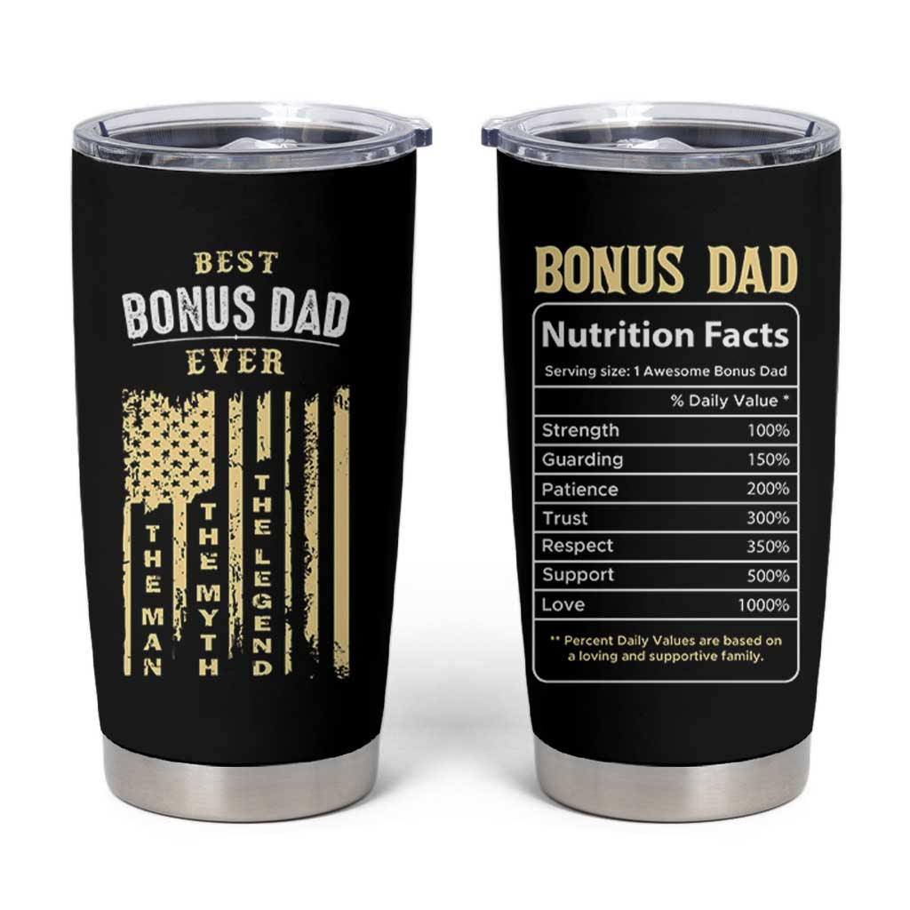 Best Bonus Dad Ever Tumbler Cup Funny Step Dad American Flag Fathers Day