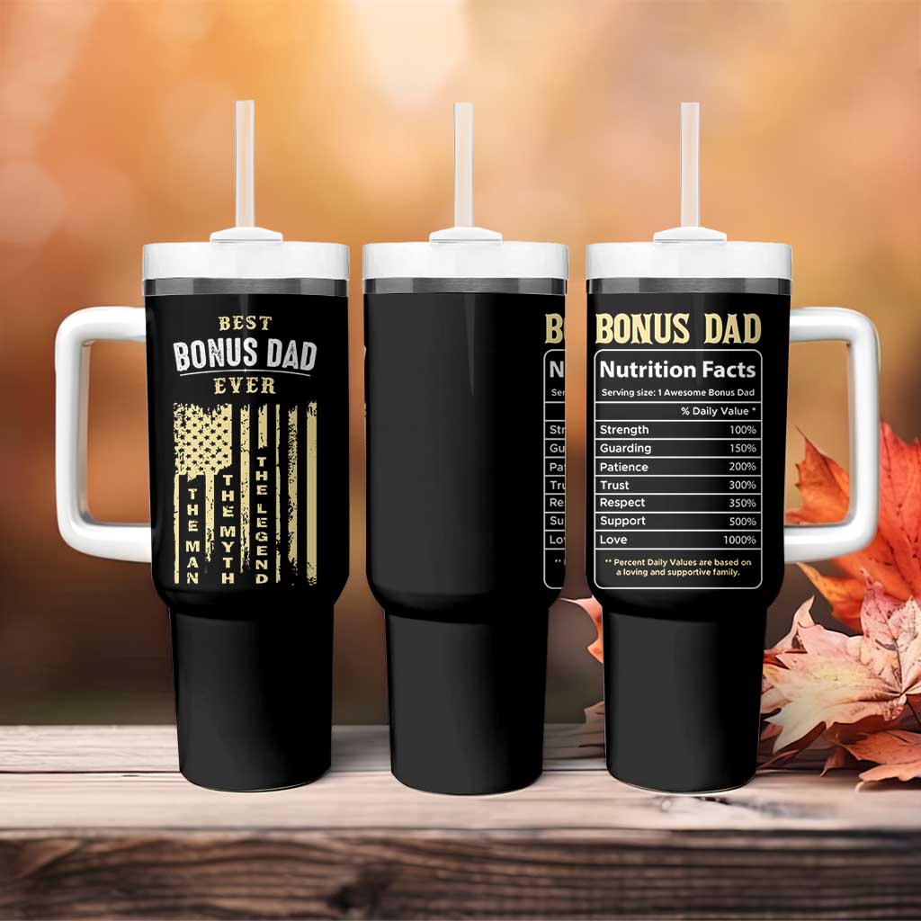 Best Bonus Dad Ever Tumbler With Handle Funny Step Dad American Flag Fathers Day