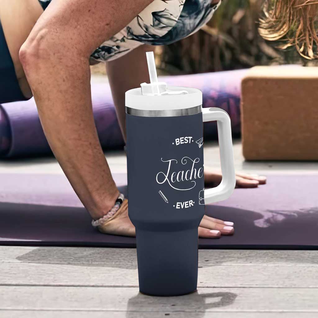 Best Teacher Ever Tumbler With Handle Appreciation Gift For Teachers Men