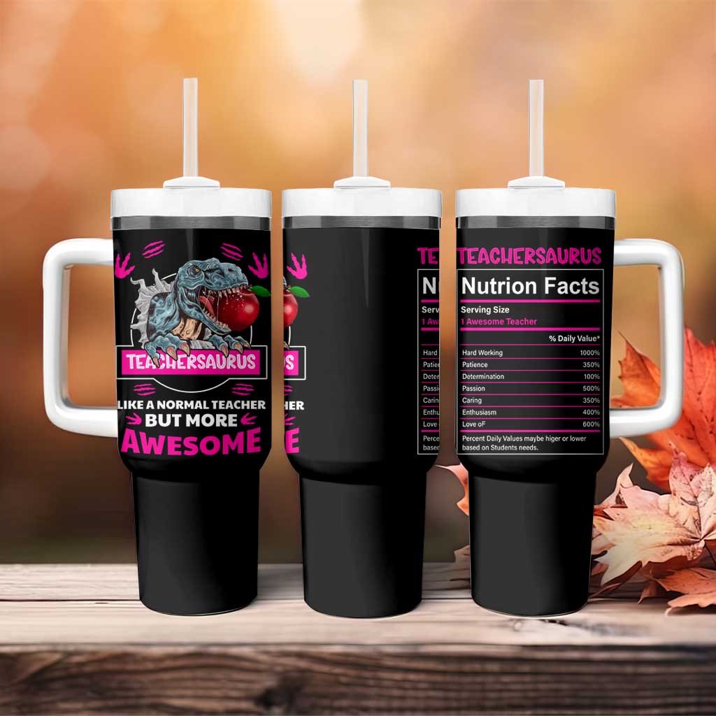 Funny Dinosaur Teacher Tumbler With Handle Teachersaurus Like A Normal Teacher But More Awesome - Wonder Print Shop