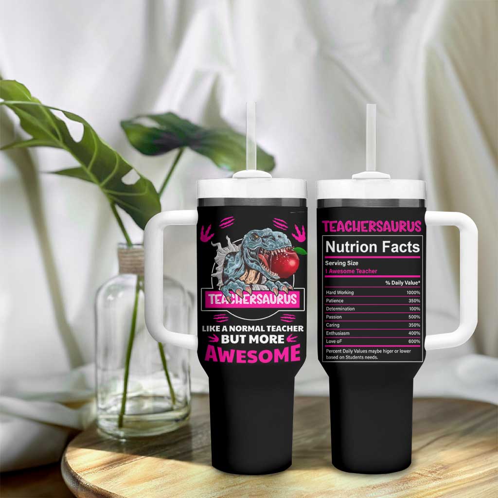 Funny Dinosaur Teacher Tumbler With Handle Teachersaurus Like A Normal Teacher But More Awesome - Wonder Print Shop