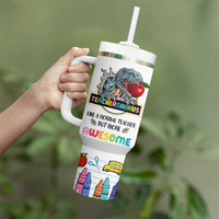 Teacher Dinosaur Back to School Tumbler With Handle Teachersaurus Like A Normal Teacher But More Awesome - Wonder Print Shop