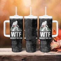 WTF Wheres The Fish Tumbler With Handle Funny Bigfoot Fishing Gifts Fathers Day