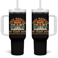 50th Anniversary Tumbler With Handle Just Married 50 Years Ago And Still Going Strong! Retro