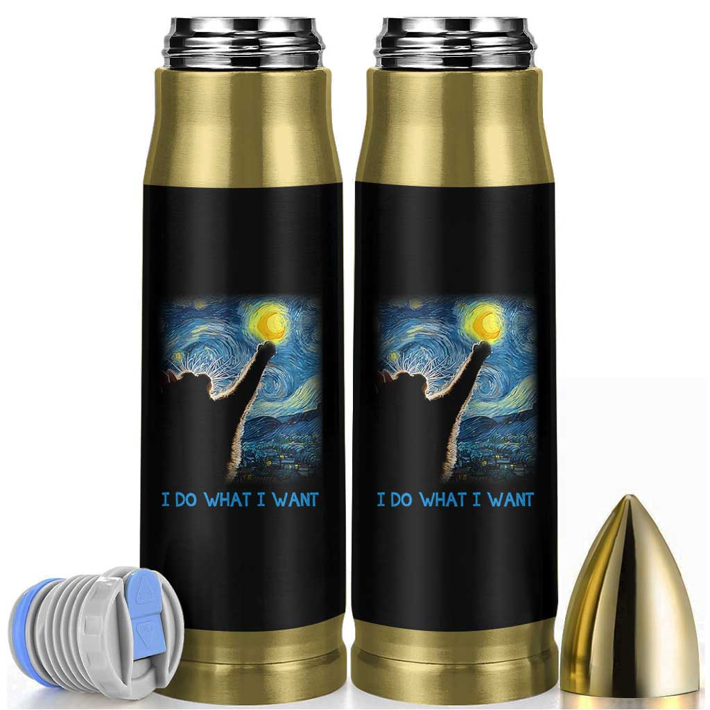 Van Gogh Cat Bullet Tumbler I Do What I Want Funny Cat Lover Starry Night