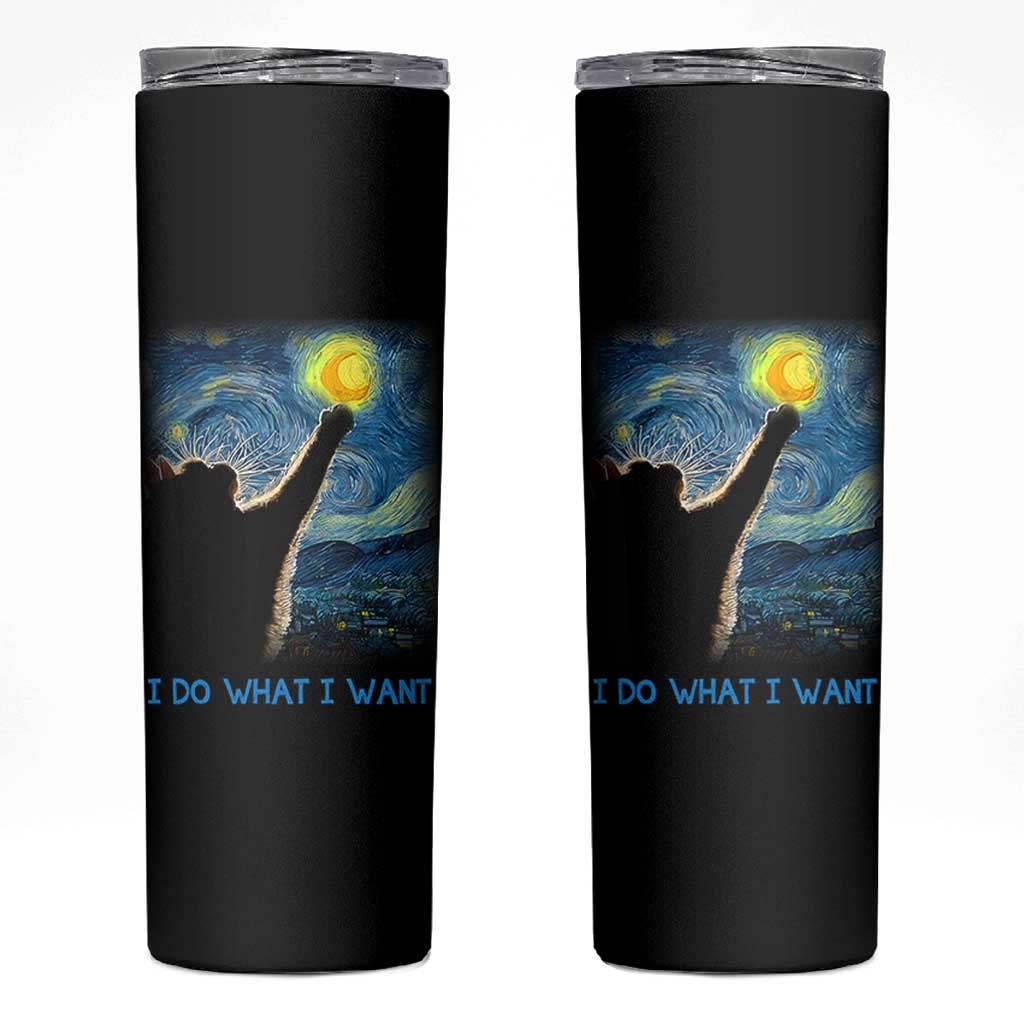 Van Gogh Cat Skinny Tumbler I Do What I Want Funny Cat Lover Starry Night