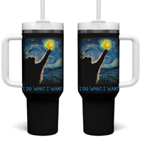 Van Gogh Cat Tumbler With Handle I Do What I Want Funny Cat Lover Starry Night
