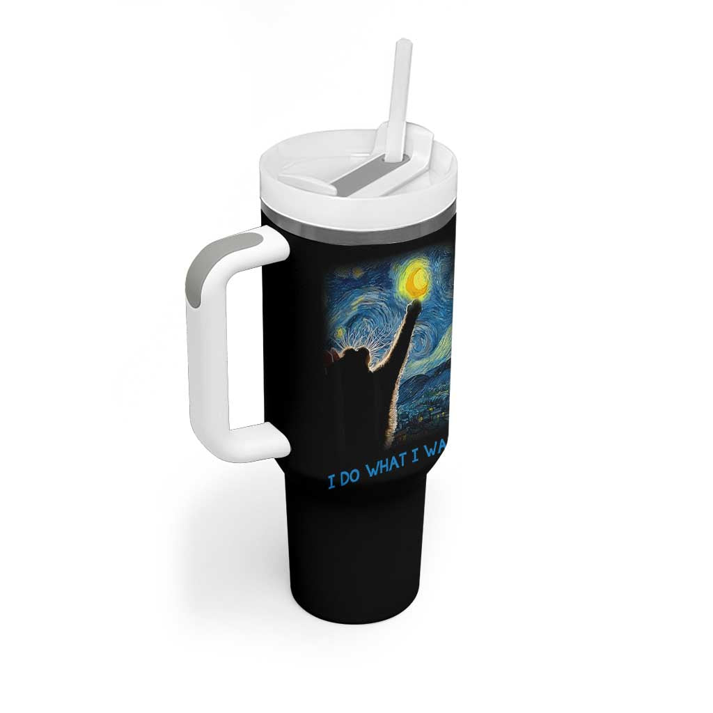Van Gogh Cat Tumbler With Handle I Do What I Want Funny Cat Lover Starry Night
