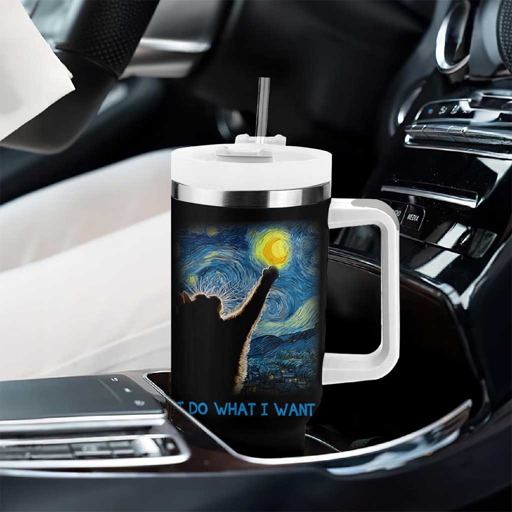 Van Gogh Cat Tumbler With Handle I Do What I Want Funny Cat Lover Starry Night