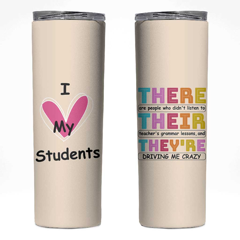 English Grammar Teacher Skinny Tumbler There Their They're Funny Humor - Wonder Print Shop
