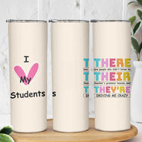 English Grammar Teacher Skinny Tumbler There Their They're Funny Humor - Wonder Print Shop