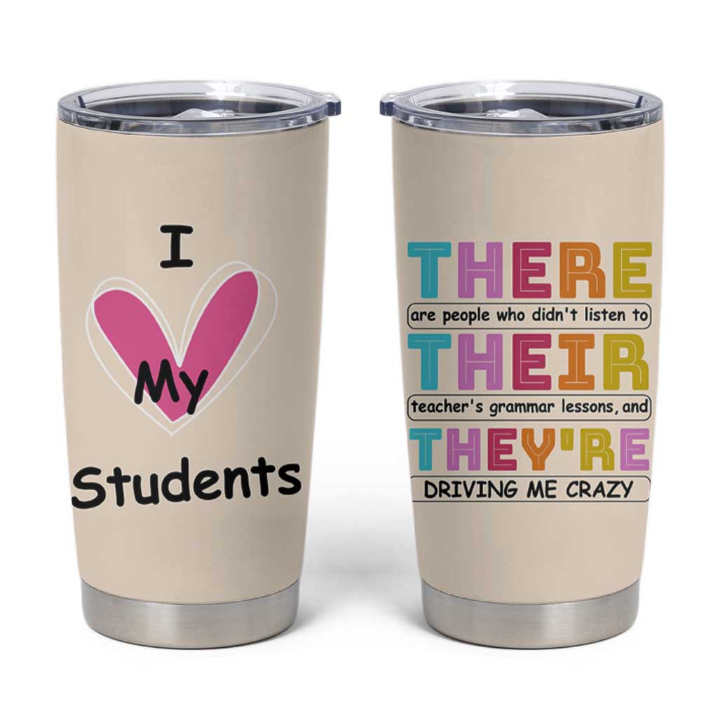 English Grammar Teacher Tumbler Cup There Their They're Funny Humor - Wonder Print Shop