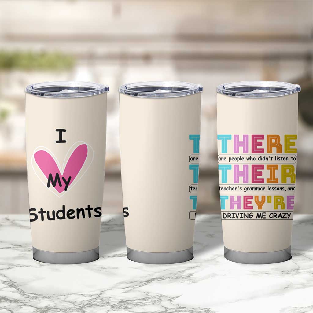 English Grammar Teacher Tumbler Cup There Their They're Funny Humor - Wonder Print Shop