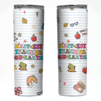 Teacher Appreciation Gifts Skinny Tumbler Happiest Teacher On Earth Retro Groovy - Wonder Print Shop