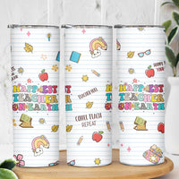 Teacher Appreciation Gifts Skinny Tumbler Happiest Teacher On Earth Retro Groovy - Wonder Print Shop