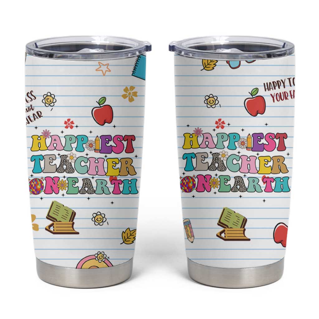 Teacher Appreciation Gifts Tumbler Cup Happiest Teacher On Earth Retro Groovy - Wonder Print Shop