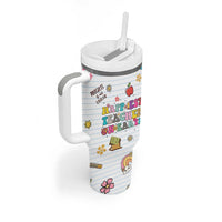 Teacher Appreciation Gifts Tumbler With Handle Happiest Teacher On Earth Retro Groovy - Wonder Print Shop