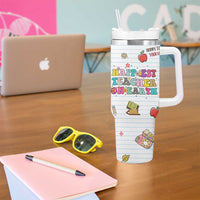 Teacher Appreciation Gifts Tumbler With Handle Happiest Teacher On Earth Retro Groovy - Wonder Print Shop