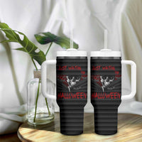 Scary Halloween Skeleton Tumbler With Handle Just Waiting for Halloween Spooky Spider Web Horror Spooky Decoration - Wonder Print Shop