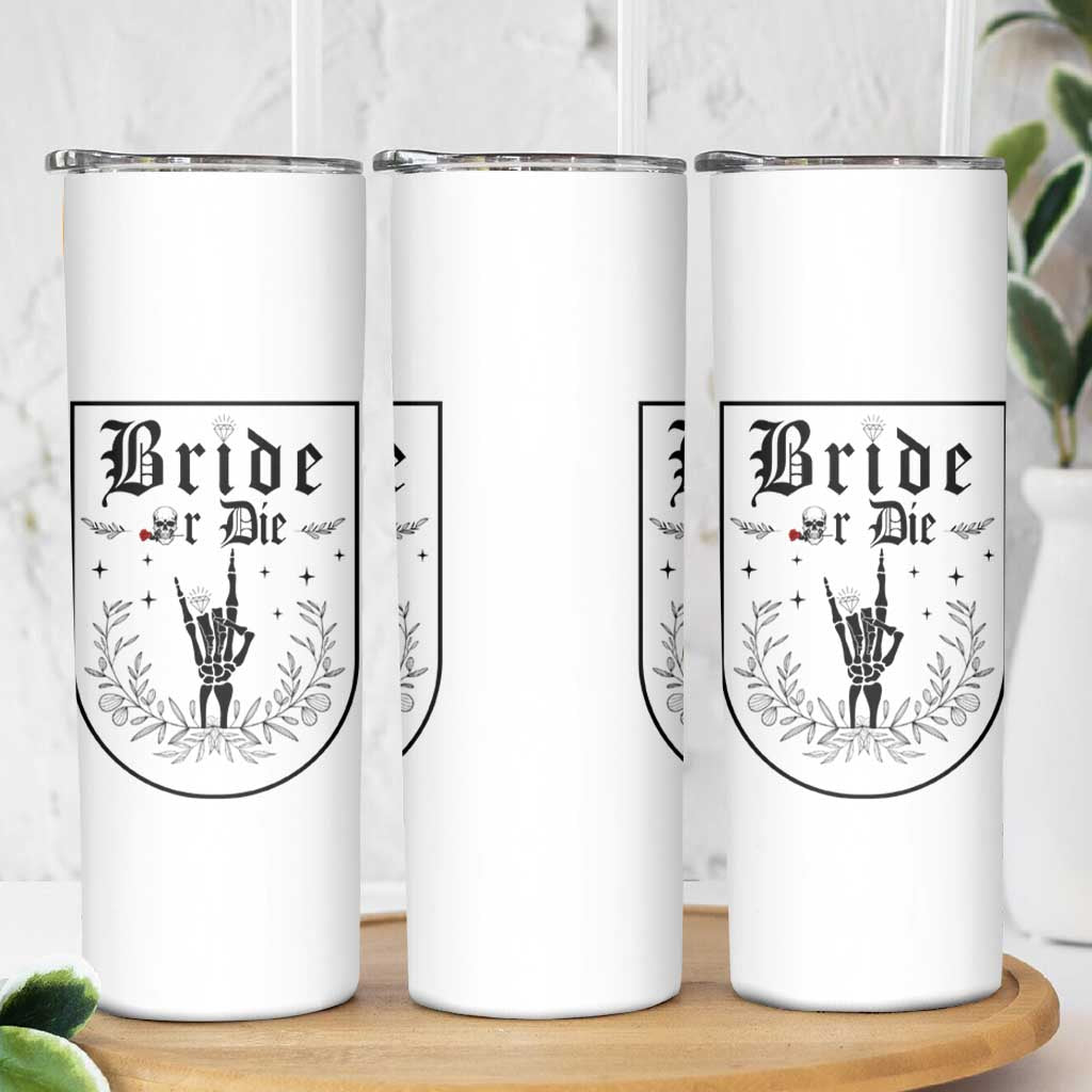 Bachelorette Party Decorations Skinny Tumbler Bride or Die for Bridal Shower Funny Skeleton Hand - Wonder Print Shop