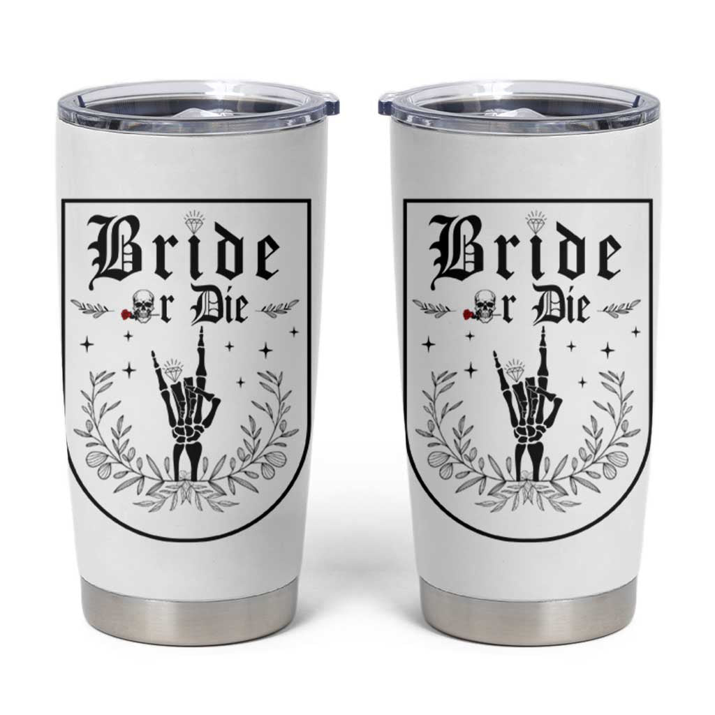 Bachelorette Party Decorations Tumbler Cup Bride or Die for Bridal Shower Funny Skeleton Hand - Wonder Print Shop