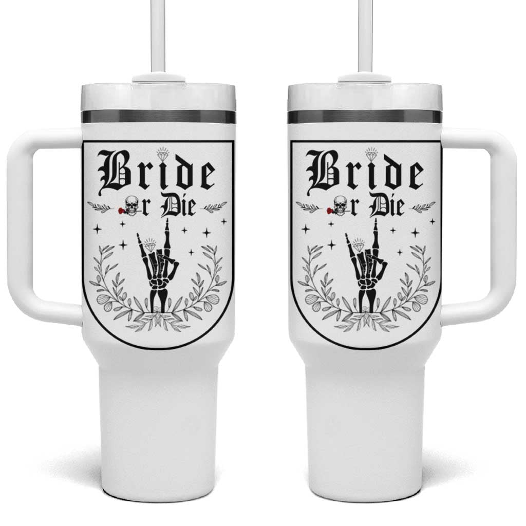 Bachelorette Party Decorations Tumbler With Handle Bride or Die for Bridal Shower Funny Skeleton Hand - Wonder Print Shop