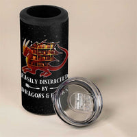 Dragon Book Lovers Gifts 4 in 1 Can Cooler Tumbler Easily Distracted By Books And Dragons Nerds - Wonder Print Shop