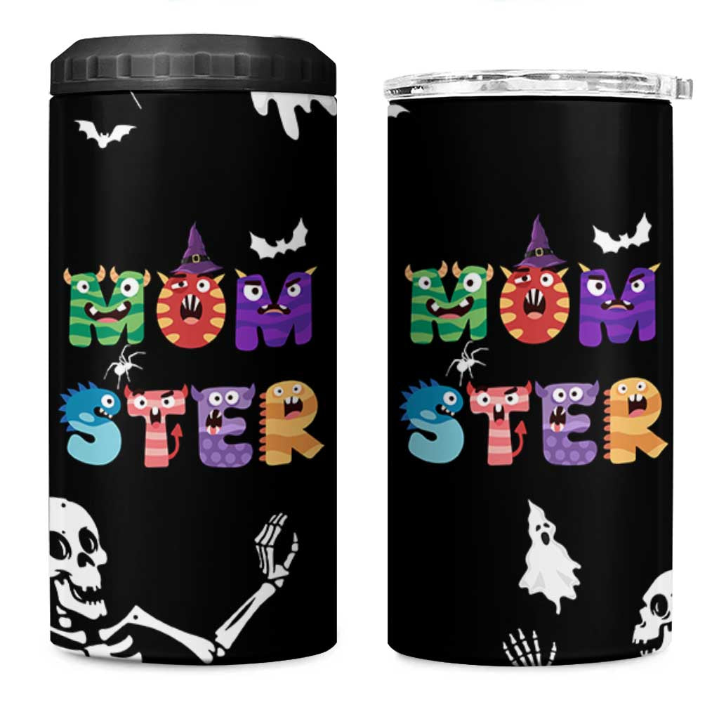 Funny Gifts For Mom 4 in 1 Can Cooler Tumbler Halloween Mom Gift Spooky Mama Mom-Ster