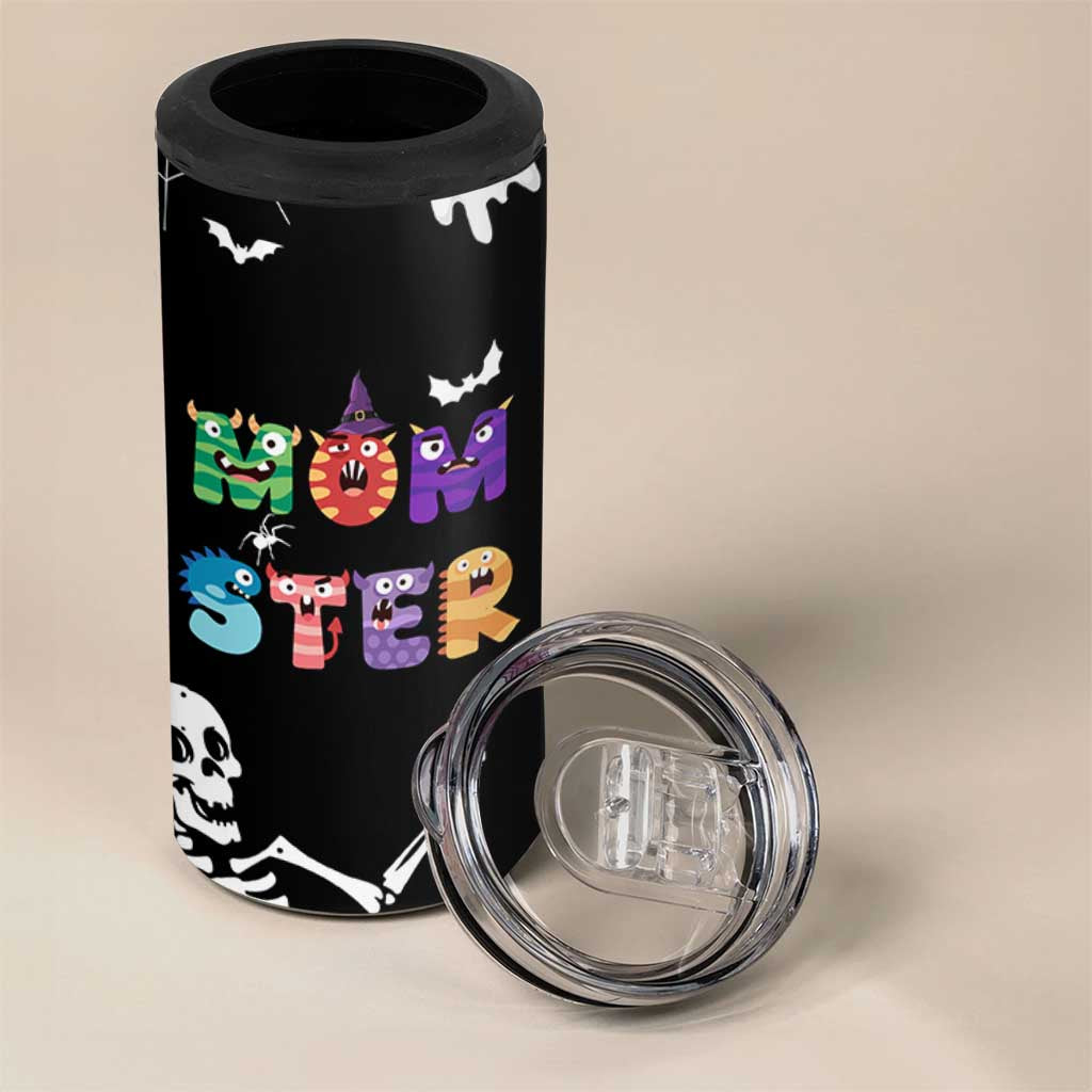 Funny Gifts For Mom 4 in 1 Can Cooler Tumbler Halloween Mom Gift Spooky Mama Mom-Ster