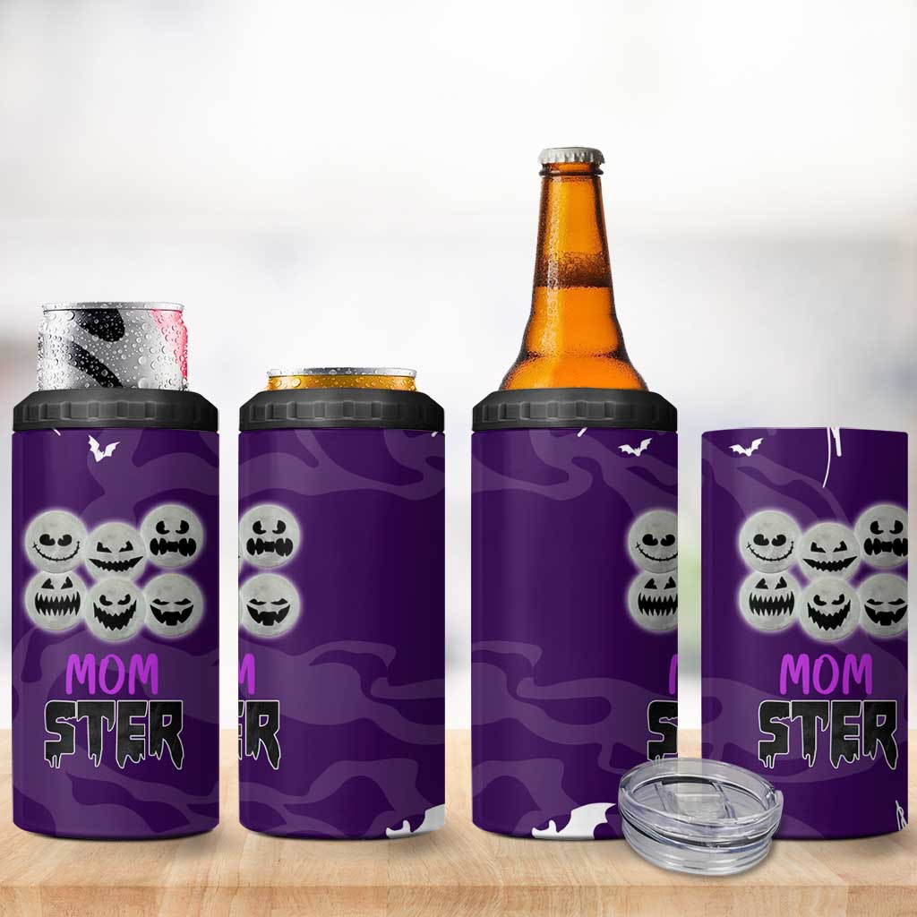 Halloween Mom 4 in 1 Can Cooler Tumbler Momster Spooky Season Funny Mama Gift for Mom Ster - Wonder Print Shop