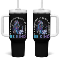 Suicide Prevention Awareness Tumbler With Handle Teal Purple Elephant In A World Where You Can Be Anything Be Kind Therapist Psychologist - Wonder Print Shop